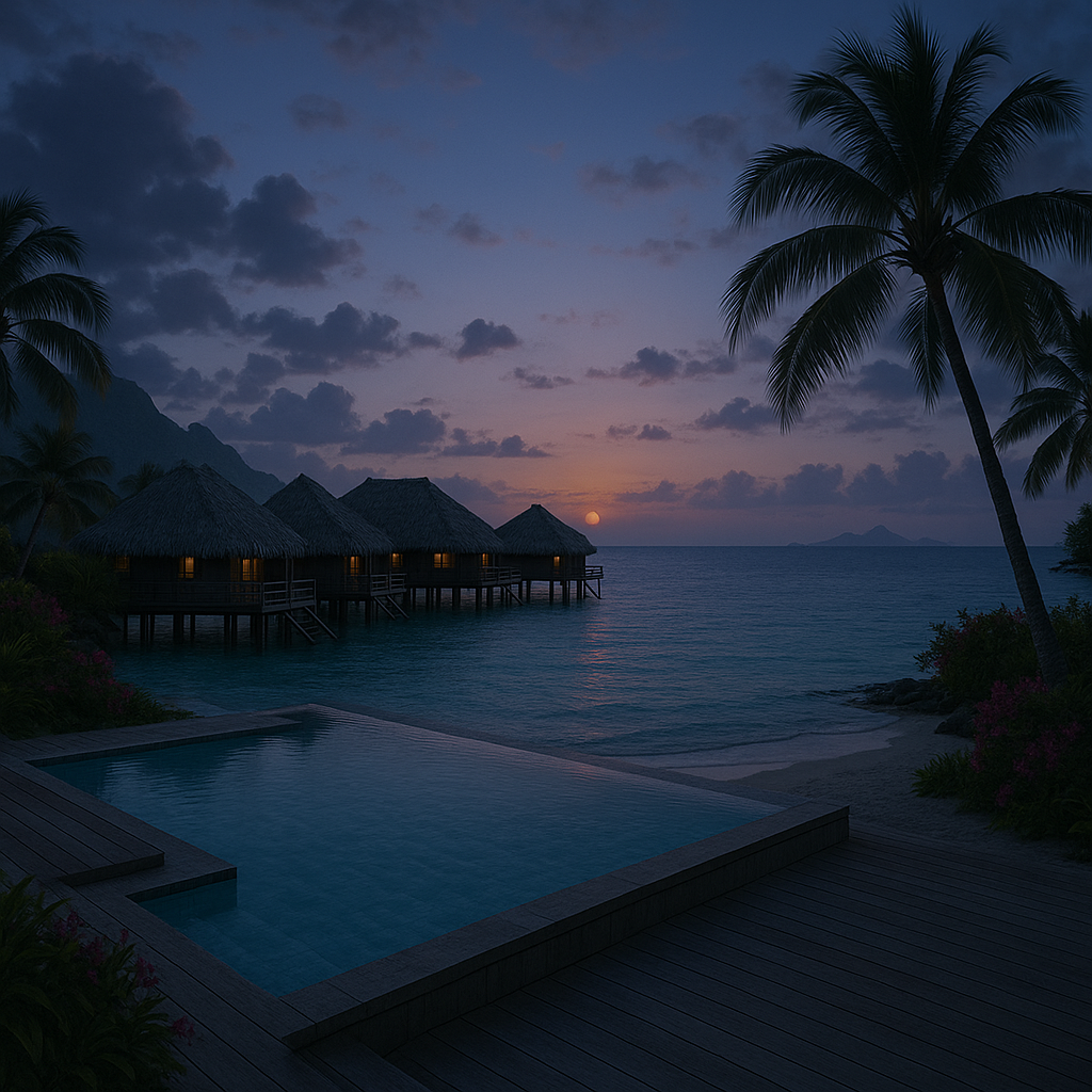 Широкоформатная обложка с пляжем и закатом